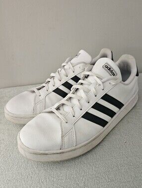 ADIDAS Grand Court Mens White & Black Leather Sneakers